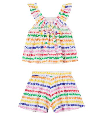 Printed striped cotton top and shorts set | Fábula
