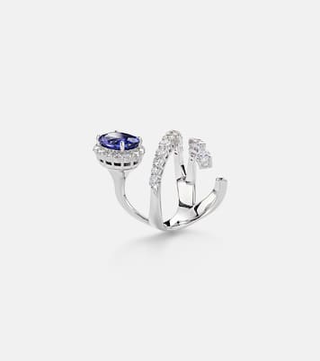 Ring aus 18kt Weißgold (750/1000) mit Diamanten und Tansanit | Yeprem