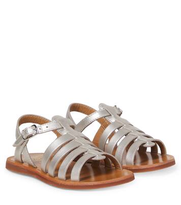 Sandalias Plagette Strap de piel metalizada | Pom d'Api