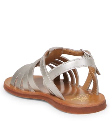 Sandalias Plagette Strap de piel metalizada | Pom d'Api