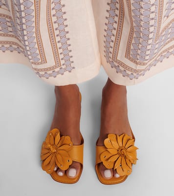 Brightside floral-appliqué leather sandals | Zimmermann