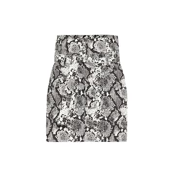 Mini-jupe à taille haute en coton à motif serpent | The Attico