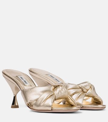 Mules en cuir métallisé | Miu Miu
