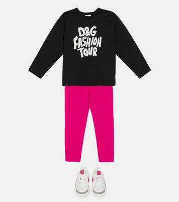 Logo stretch-cotton leggings | Dolce&Gabbana Kids