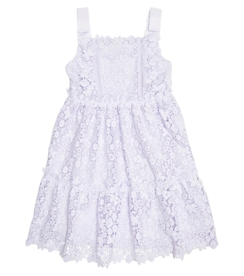 Bow-trimmed guipure lace dress | Self-Portrait Kids