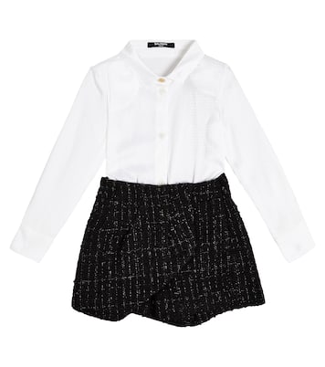 Robe chemise en coton et laine mélangés | Balmain Kids