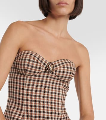 Faux fur-trimmed strapless minidress | Area