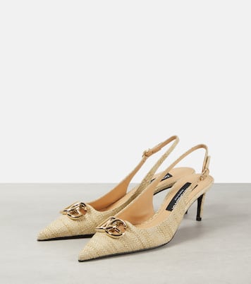 Pumps slingback in rafia con logo | Dolce&Gabbana