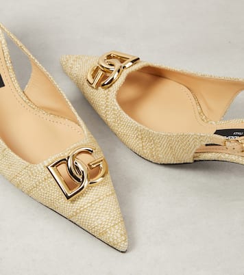 Pumps slingback in rafia con logo | Dolce&Gabbana