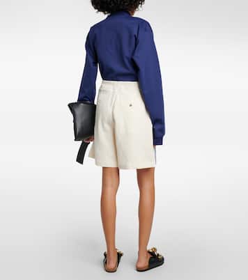 Shorts in cotone e lino a vita alta | JW Anderson