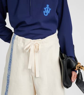 Shorts in cotone e lino a vita alta | JW Anderson