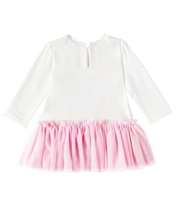 Baby - Abito in misto cotone con tulle | Monnalisa