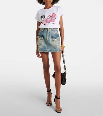 T-Shirt Rosa Flamingo aus Baumwoll-Jersey | Balmain