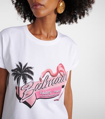T-Shirt Rosa Flamingo aus Baumwoll-Jersey | Balmain