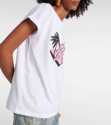 T-Shirt Rosa Flamingo aus Baumwoll-Jersey | Balmain