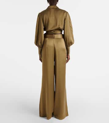 Pantaloni a gamba larga Tuck in seta | Zimmermann