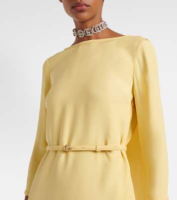 Abito midi Double G in cady | Gucci