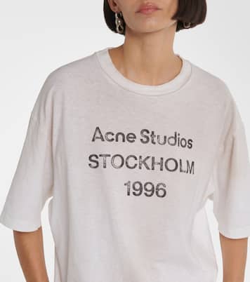 T-shirt in cotone e canapa con logo | Acne Studios