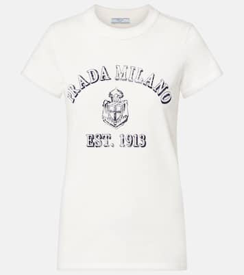 T-shirt in jersey di cotone con stampa | Prada