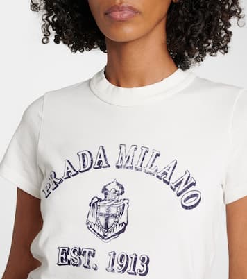 T-shirt in jersey di cotone con stampa | Prada