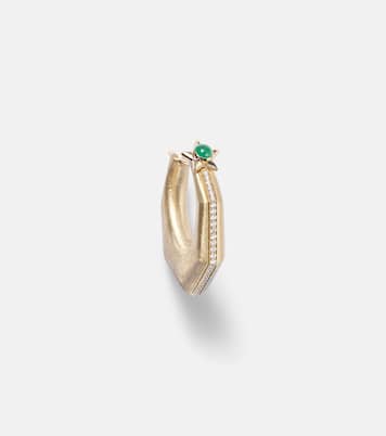 Boucle d'oreille unique Baba Large en or 18 ct, diamants et émeraude | Marie Lichtenberg