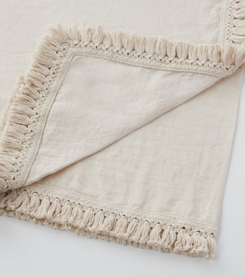 Large fringed linen tablecloth | Once Milano