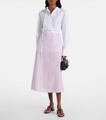 Jupe midi rayée en coton | Gucci