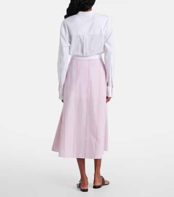 Jupe midi rayée en coton | Gucci