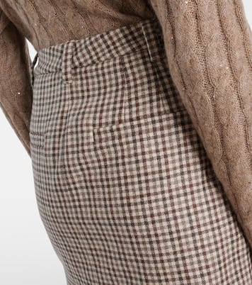 Checked virgin wool flannel miniskirt | Brunello Cucinelli