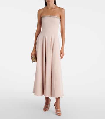 Aldina crystal-embellished crêpe midi dress | Costarellos