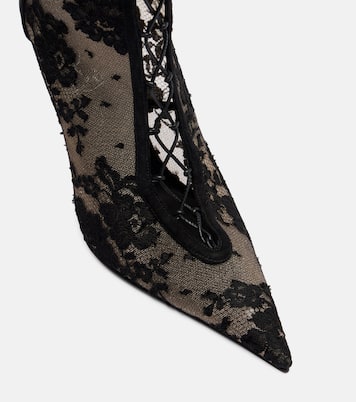 KM  100 lace-trimmed leather knee-high boots | Christian Louboutin