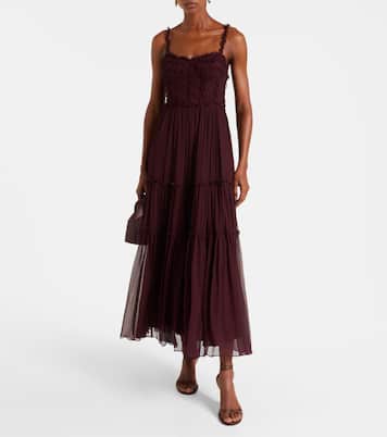Talitha ruffled silk chiffon midi dress | Ulla Johnson