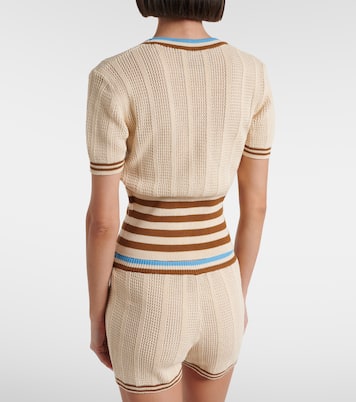 Cardigan in cotone a righe traforato | Valentino