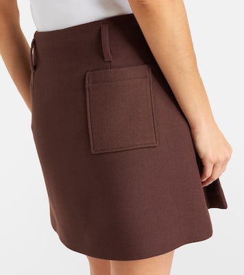 Minirock aus Wolle und Seide mit Leder | Loewe