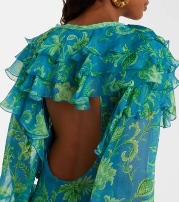 Floral ruffled tiered silk chiffon maxi dress | Etro