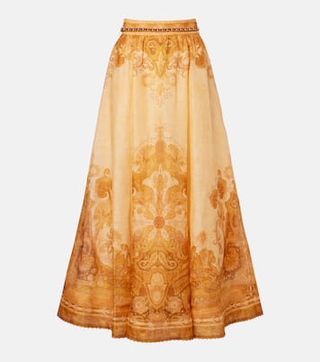 Como printed linen and silk maxi skirt | Zimmermann