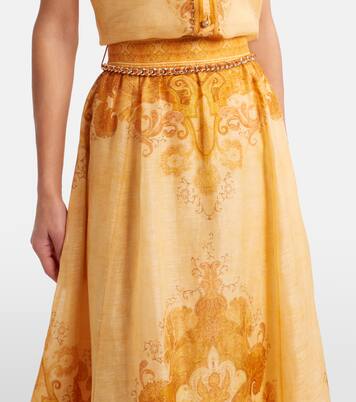 Como printed linen and silk maxi skirt | Zimmermann