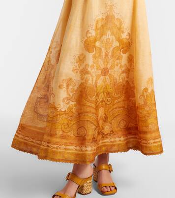 Como printed linen and silk maxi skirt | Zimmermann