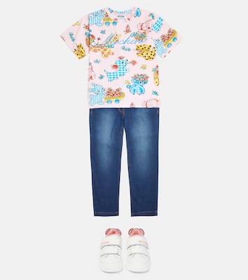 T-shirt in misto cotone con stampa | Moschino Kids