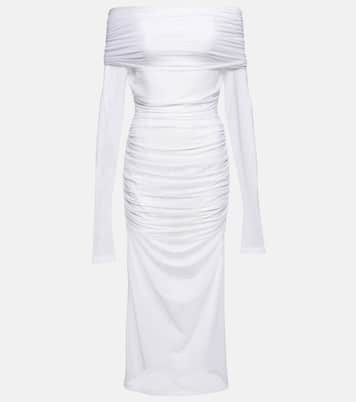 x Kim ruched off-shoulder tulle midi dress | Dolce&Gabbana