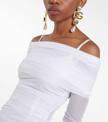 x Kim ruched off-shoulder tulle midi dress | Dolce&Gabbana