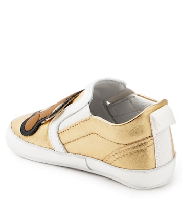 Bébé – Baskets en cuir métallisé à logo | Moschino Kids