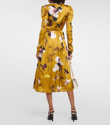 Vestido midi de satén floral | Erdem