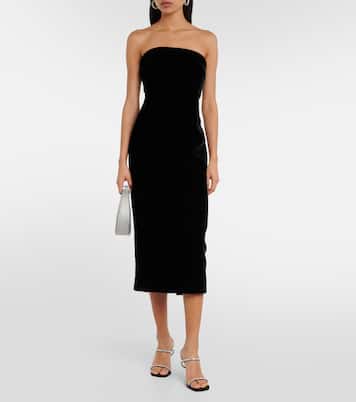 Vestido midi de terciopelo sin tirantes | Wardrobe.NYC