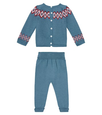 Bebé - set de cárdigan, pantalones y gorro de lana | La Coqueta