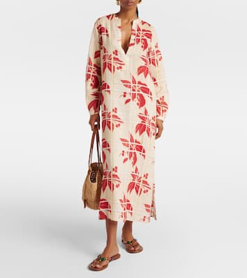 Abito midi in lino con stampa floreale | Loro Piana