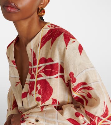 Abito midi in lino con stampa floreale | Loro Piana