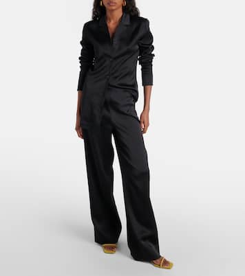 Weite High-Rise-Hose aus Satin | Toteme