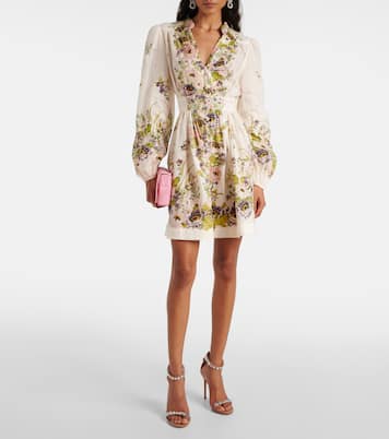 Robe Halliday Plunge en lin à fleurs | Zimmermann