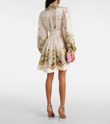 Robe Halliday Plunge en lin à fleurs | Zimmermann